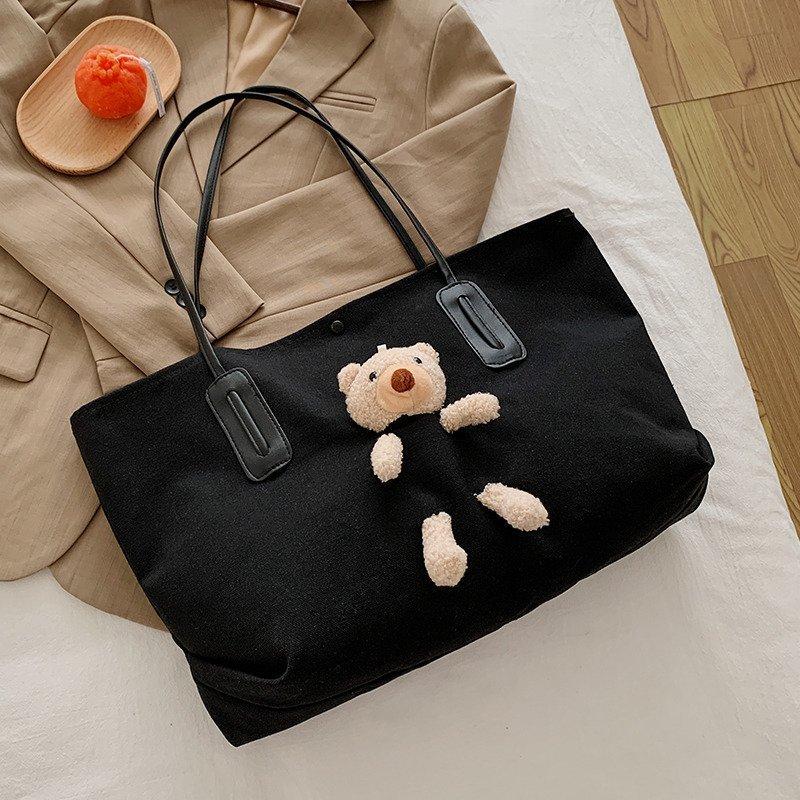 Women Bag Canvas Tote Bag Lovely Bear Korean Ladylike Shoulder Bags Purses And Handbags Luxury Designer Sweet, Black
Women Bag Canvas Tote Bag Lovely Bear Korean Ladylike Shoulder Bags Purses And Handbags Luxury Designer Sweet, Black