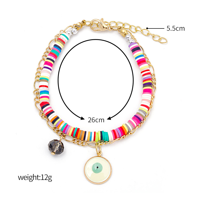 Polymer Clay Heishi Beads Strands Evil Eye Pearl Charm Bracelet Summer Beach Jewelry