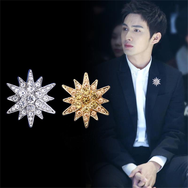Men's Brooch Crystal Six Pointed Star Collar Flower Women's Shirt Pin Collar Button Broochpin Suit Chest Flower Badge 2pcs/Lot
Men's Brooch Crystal Six Pointed Star Collar Flower Women's Shirt Pin Collar Button Broochpin Suit Chest Flower Badge 2pcs/Lot