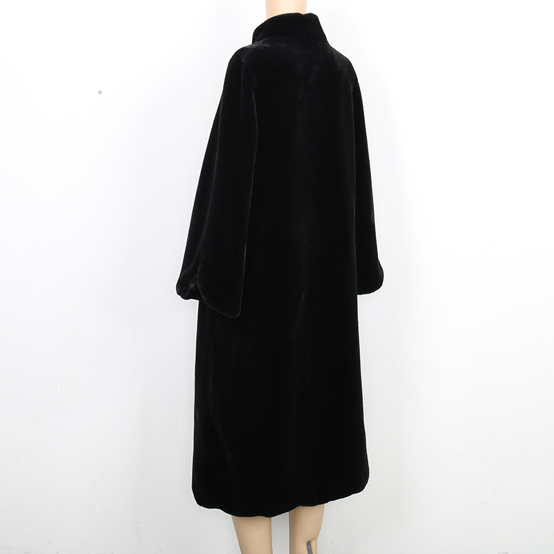 Nerazzurri Fluffy blue black pink elegant winter faux fur coat women Long plus size fashion 4xl 5xl 6xl 7xl Warm soft furry 201215