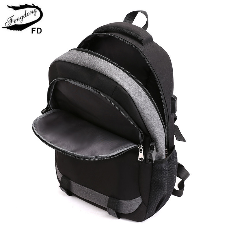 Fengdong big school bags for teenagers boys waterproof large school backpack usb charge boy sling chest bag set reflective strip LJ200918