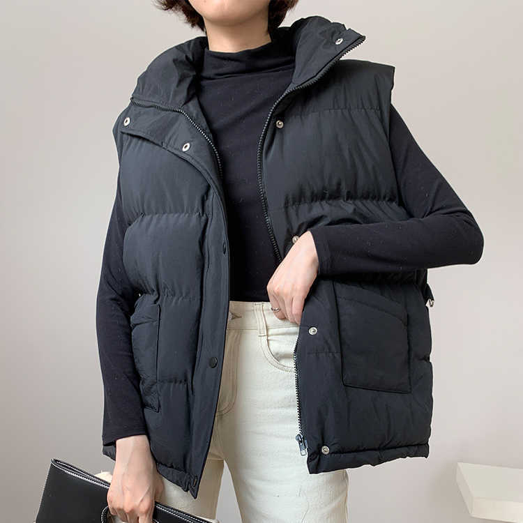 Colorfaith Spring Autumn Women Jackets Vest Quilted Puffer Parkas High-Quality Lace Up Oversize Sleeveless Coat COV2618 211220