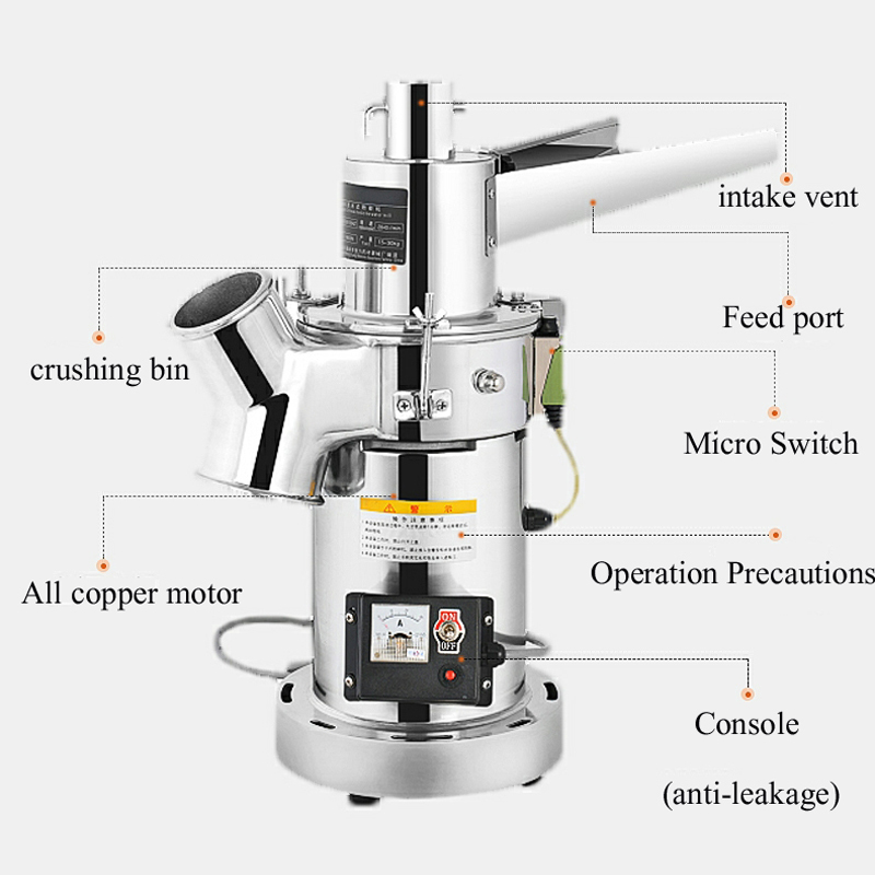 20KG / H Grain Mill Grinder Commercial for Home Grains Spices Cereals Coffee Dry Food Grinder Powder Machine