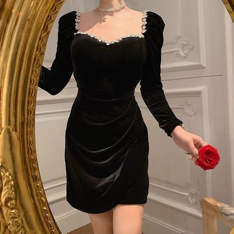 New 2021 Female Spring Mini Velvet Thin Crystal Luxury Turtleneck Square Party Chic Dress Puff Lady Sleeves Dressed 1hqu, Black
New 2021 Female Spring Mini Velvet Thin Crystal Luxury Turtleneck Square Party Chic Dress Puff Lady Sleeves Dressed 1hqu, Black
