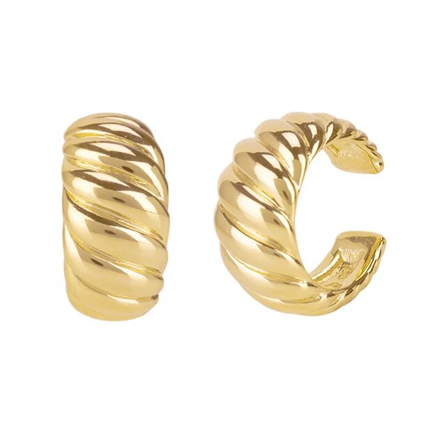 Gold Color Geometric Simple European Women Jewelry Gold Color Fashion Twinst Hoop Earrings Minimal Delicate Mini Hoop Open Earring