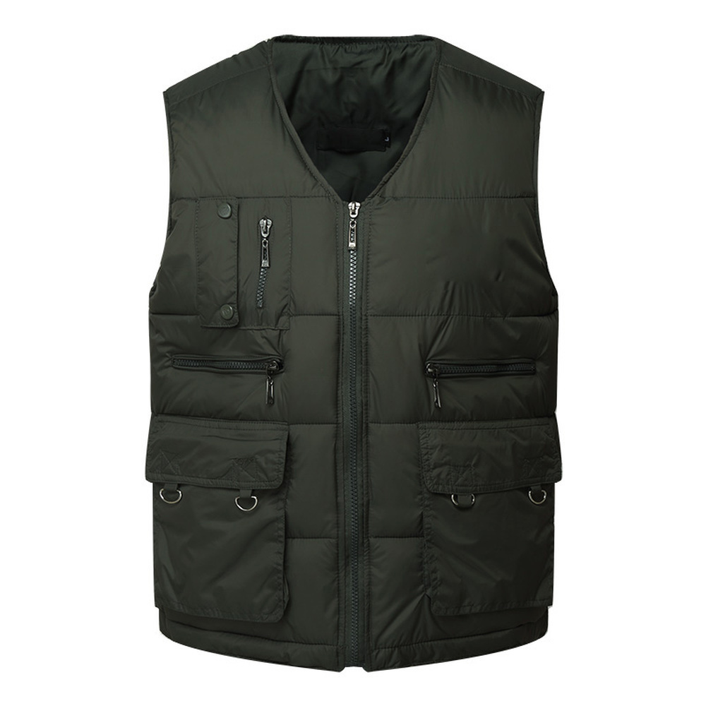 Winter Men Cotton Warm Waistcoat Male Sleeveless Jacket With Many Pockets Vest Casual Baggy Zipper For Man Plus Size Cyl48 201126