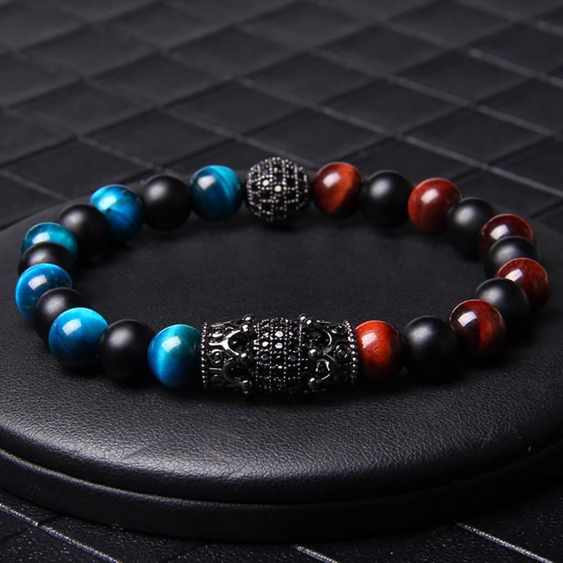 Top Quality Handmade Men Bracelet Black Micro Paved Crown with Ball Charm Bracelet Natural Tiger Eye Stone Beaded Homme
Top Quality Handmade Men Bracelet Black Micro Paved Crown with Ball Charm Bracelet Natural Tiger Eye Stone Beaded Homme