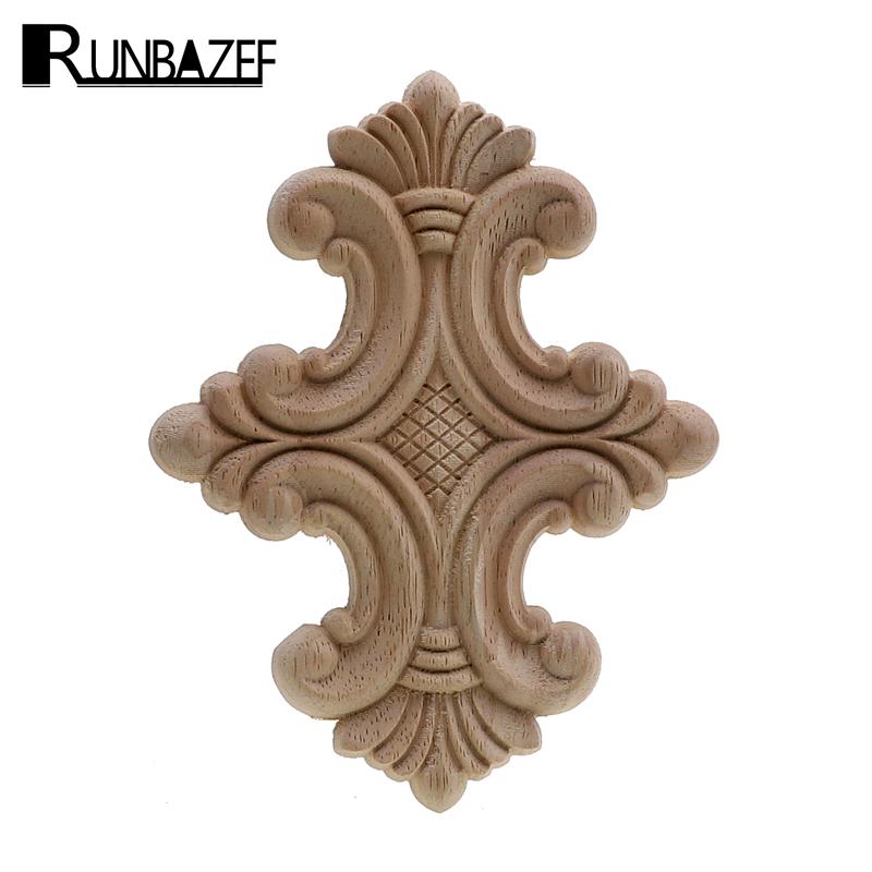 

RUNBAZEF Natural Floral Wood Carved Decal European Style Woodcarving Furniture Carved Applique Home Decoration Accessories