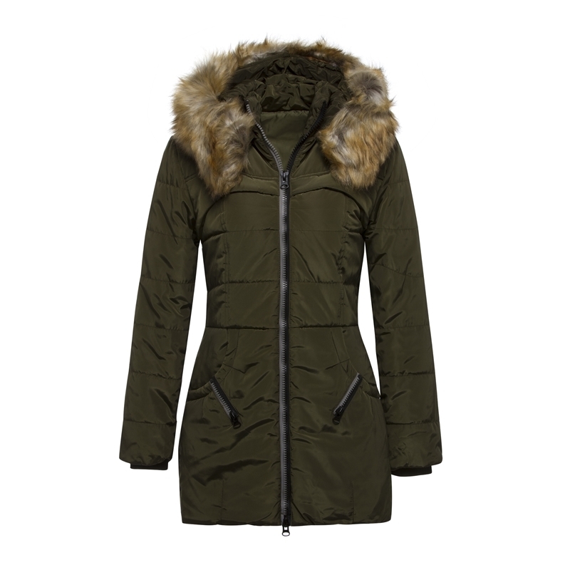 Autumn Winter Coat Jacket Women Hooded Thick Warm Long Outerwear Female Elegant Office Slim Cotton Parkas Coats Green Black 201019