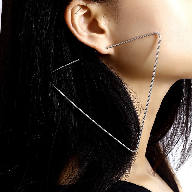 

Hoop & Huggie 2021 Big Triangle Earrings For Women Fashion Exaggerated Statement Metal Loop Party Gift Jewelry Dropship