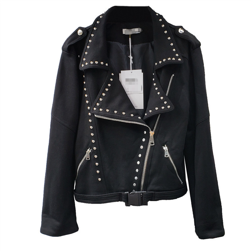 2020 New Autumn Short White Jackets Women Zipper Casual Loose Bomber Coat Female Outwear Rivet Black Coats Short Jacket T200828