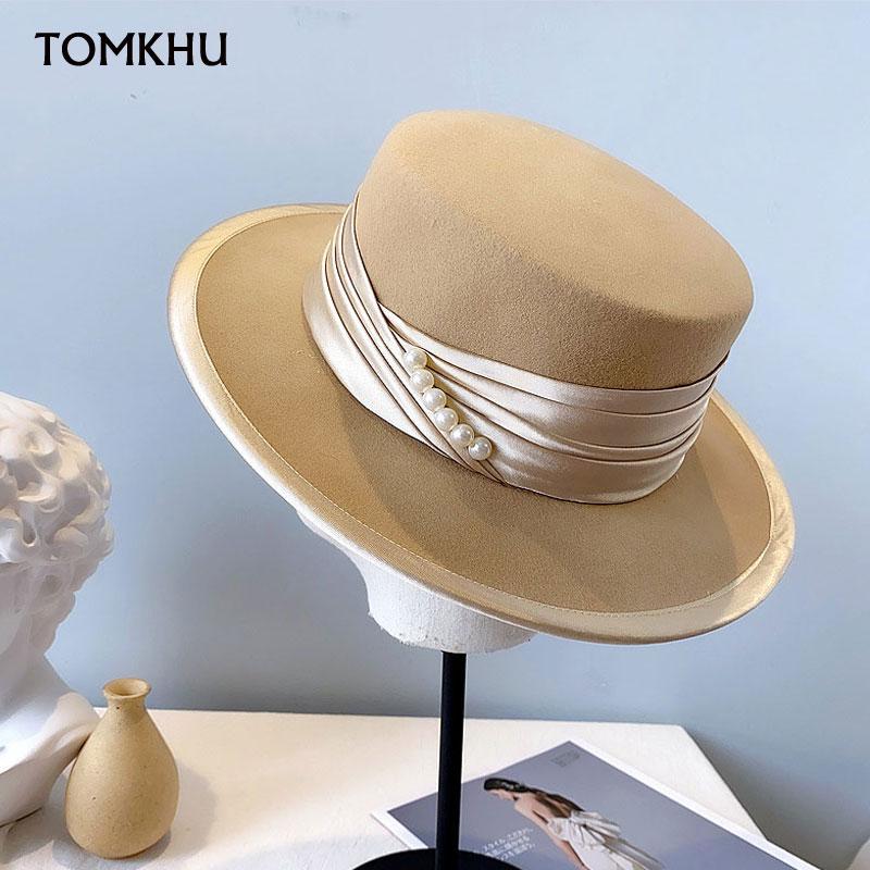 New Autumn Winter Elegant Wool Flat Top Bucket Hat Vintage Japanese Women's Edging Pearl Hat Fashion Fedoras Sombrero Mujer, Black
New Autumn Winter Elegant Wool Flat Top Bucket Hat Vintage Japanese Women's Edging Pearl Hat Fashion Fedoras Sombrero Mujer, Black