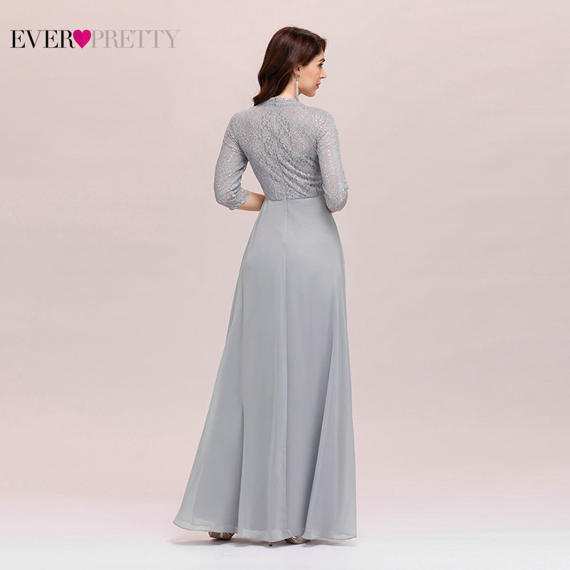 Elegant Evening Dress Chiffon Ever Pretty EP00475GY A Line Sequined Ruffles Long Dresses For Women Formal Gown For Ladies 201114