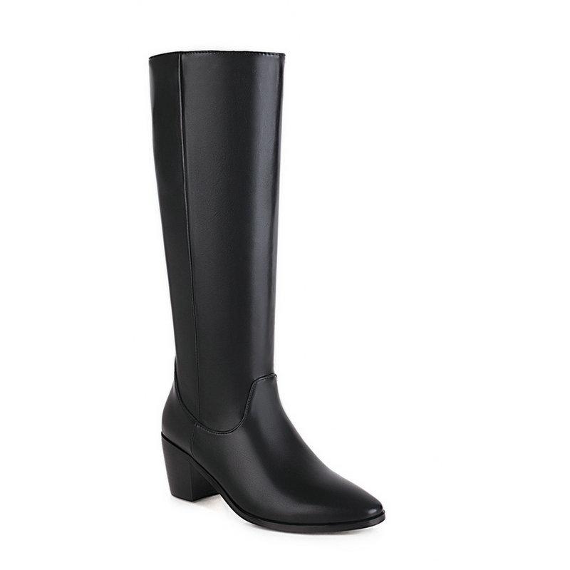 2020 winter knee high boots thick high heels poined toe buckle ladies shoes black brown women boots Big size 34-43
2020 winter knee high boots thick high heels poined toe buckle ladies shoes black brown women boots Big size 34-43