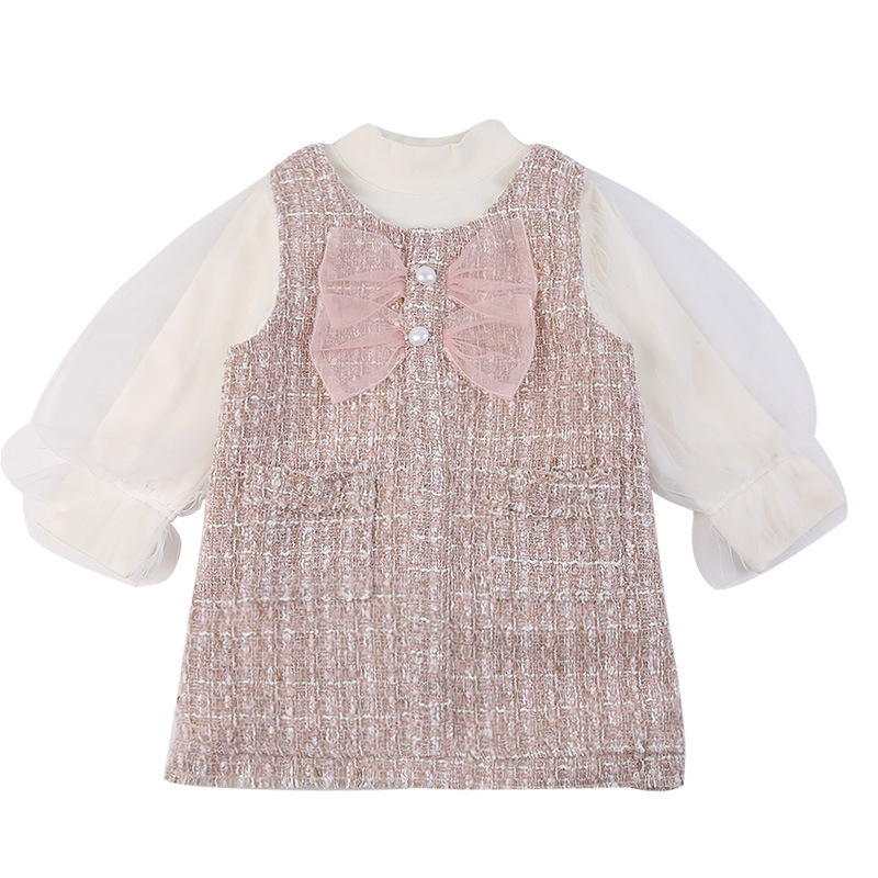 Fashion Plus Velvet Small Fragrance 2-Piece Set Baby Girls Clothing 2020 Autumn And Winter New Korean Style Girls DressX1019