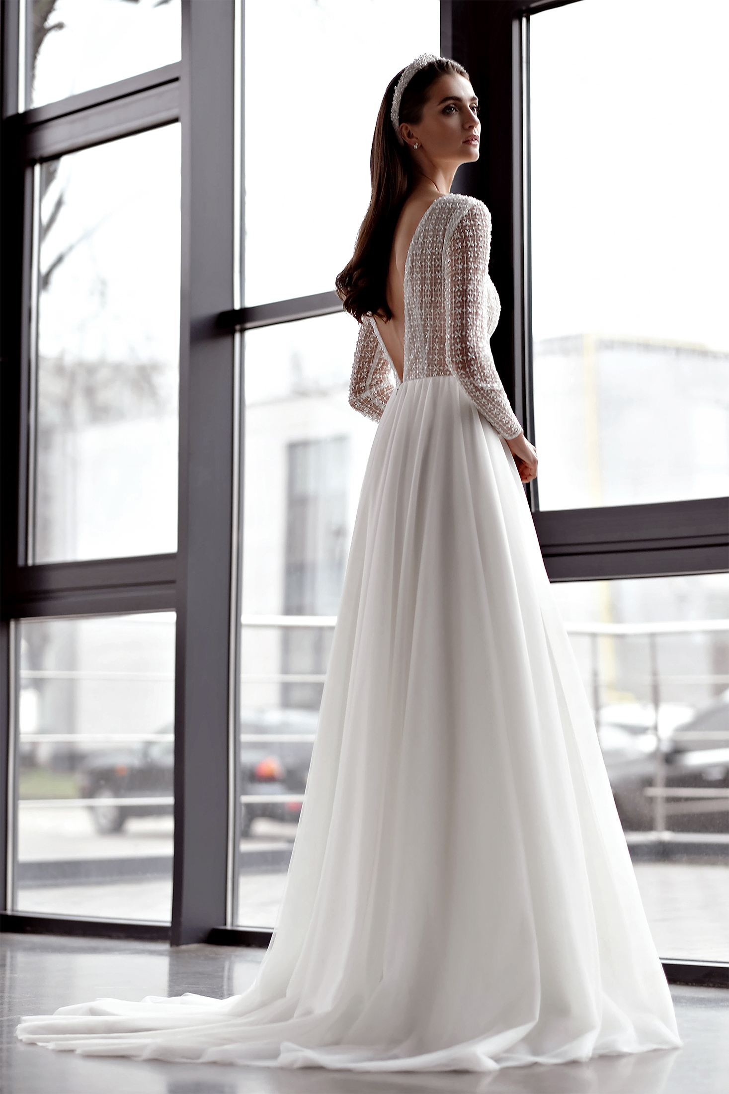 a line long sleeve wedding dresses lace top elegant v back bridal gowns custom made wedding dress