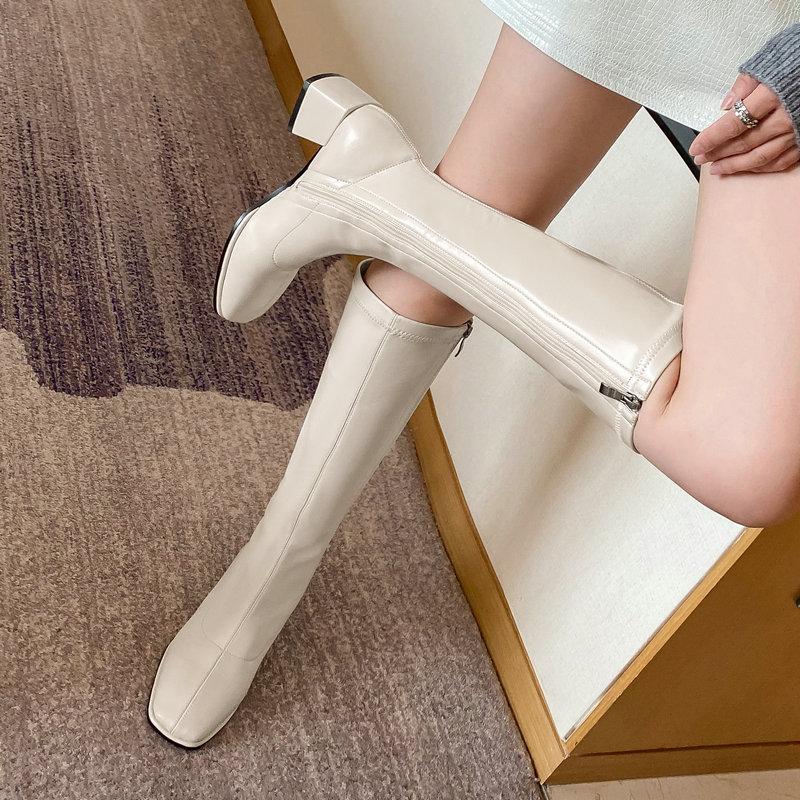 Sianie Tianie Winter New Womens Shoes Beige Black Chunky High Heels Riding Equestrian Booties Woman Knee High Boots Big Size 43
Sianie Tianie Winter New Womens Shoes Beige Black Chunky High Heels Riding Equestrian Booties Woman Knee High Boots Big Size 43