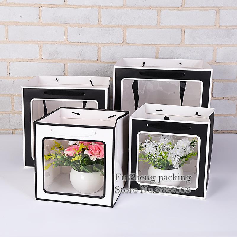 Square Transparent Window paper shopping Handbag, Flower Packing gift White Bag,Exhibition clothing bags 50pcs/lot
Square Transparent Window paper shopping Handbag, Flower Packing gift White Bag,Exhibition clothing bags 50pcs/lot