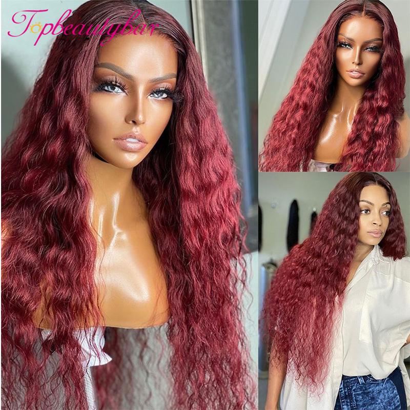 99J Transparent Lace Frontal Human Hair Kinky Curly Burgundy Wig Deep Wave Pre Plucked Bleached Knots, As pic
99J Transparent Lace Frontal Human Hair Kinky Curly Burgundy Wig Deep Wave Pre Plucked Bleached Knots, As pic