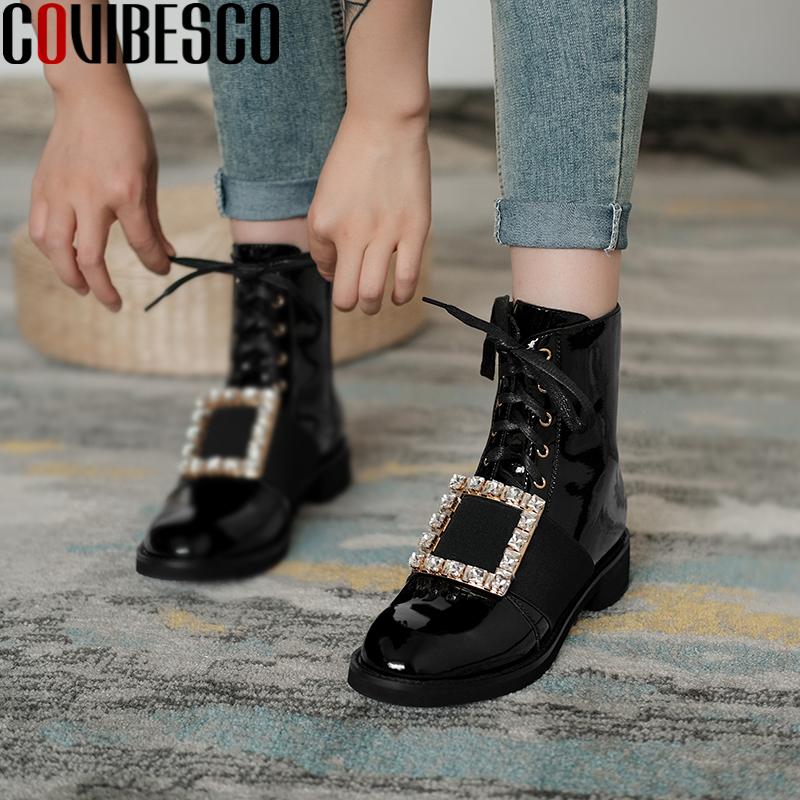 COVIBESCO Casual Women Ankle Boots Autumn Winter New Rhinestone Metal Decoration Shoes Woman Genuine Leather Lace-Up Zip Boots, Black metal
COVIBESCO Casual Women Ankle Boots Autumn Winter New Rhinestone Metal Decoration Shoes Woman Genuine Leather Lace-Up Zip Boots, Black metal