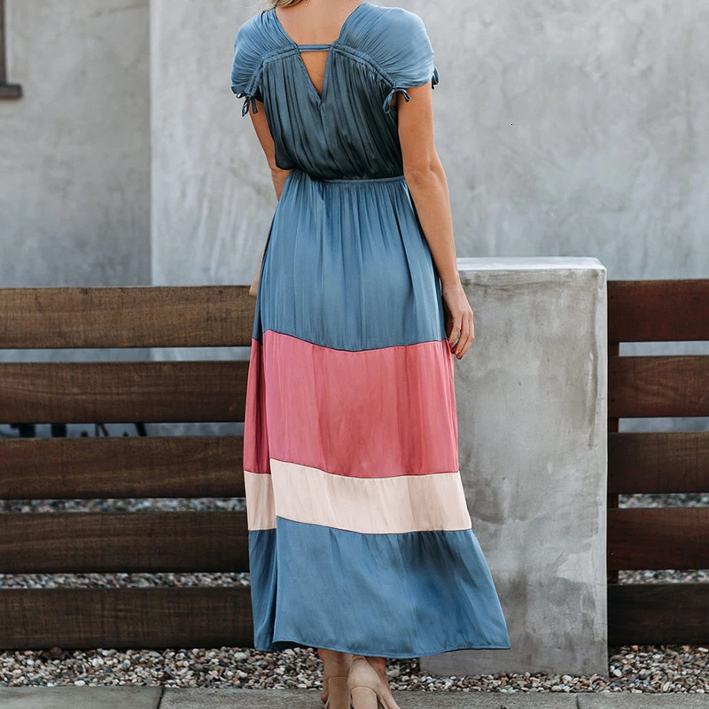 2021 New Women' dress European and American draw string sewn v-deep belt elegant short sleeve V6GV, Pink
2021 New Women' dress European and American draw string sewn v-deep belt elegant short sleeve V6GV, Pink
