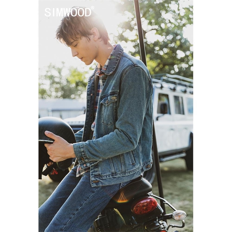 Autumn denim jacket men dark washed vintage short 100 cotton denim jackets plus size classical coats SJ130838 201114