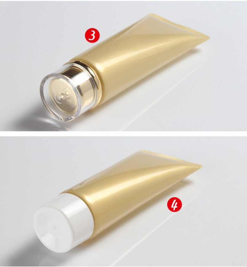 100ML shiny gold Empty Soft Tube For Cosmetic Packaging Lotion Cream Plastic Bottle Skin Care Cream squeeze Containers Tube