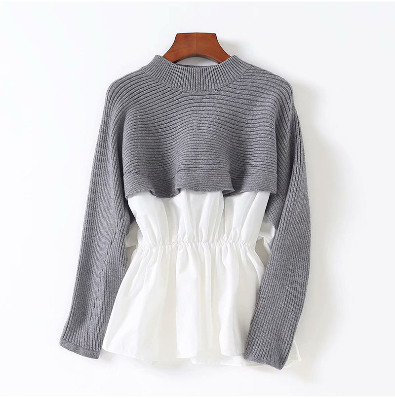Womens Patchwork Sweater Shirts Autumn Knit Fake Two Pieces O-neck Long Sleeve Japan Woman Sweaters Female Pullovers Tops LS158 201130, Gray
Womens Patchwork Sweater Shirts Autumn Knit Fake Two Pieces O-neck Long Sleeve Japan Woman Sweaters Female Pullovers Tops LS158 201130, Gray