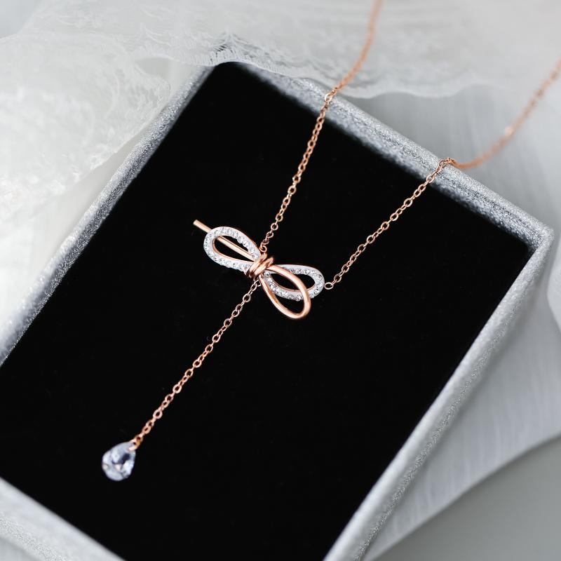 YUN RUO Rose Gold Color Creative Zircon Bow Adjustable Pendant Necklace Choker Titanium Steel Jewelry Never Fade DropShipping
YUN RUO Rose Gold Color Creative Zircon Bow Adjustable Pendant Necklace Choker Titanium Steel Jewelry Never Fade DropShipping