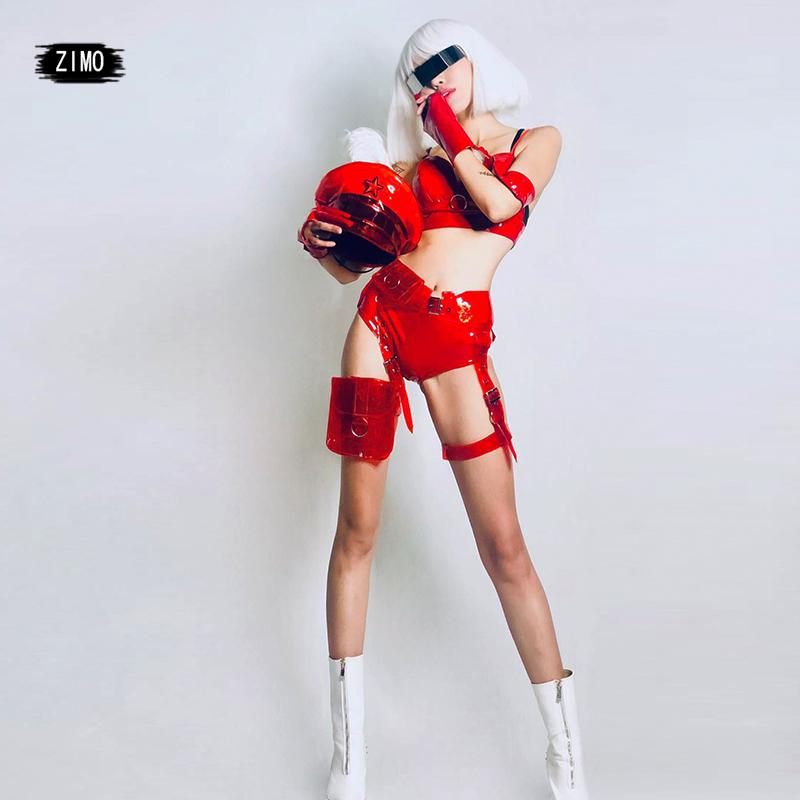 Sexy Nightclub bar women Singers Stage Wear red leather Costume sets Jazz Rave festival Outfit GOGO DS Leader Dancing Drag Queen, 5 piece
Sexy Nightclub bar women Singers Stage Wear red leather Costume sets Jazz Rave festival Outfit GOGO DS Leader Dancing Drag Queen, 5 piece