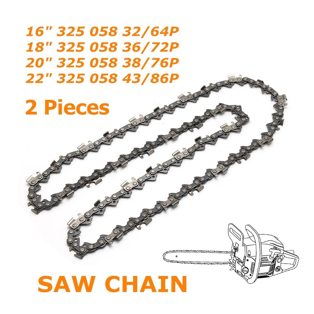 2 Pieces Saw Chain Semi Chisel Pitch .325 Gauge .058"/1.5mm Length 16" 18" 20" 22" Available
2 Pieces Saw Chain Semi Chisel Pitch .325 Gauge .058"/1.5mm Length 16" 18" 20" 22" Available