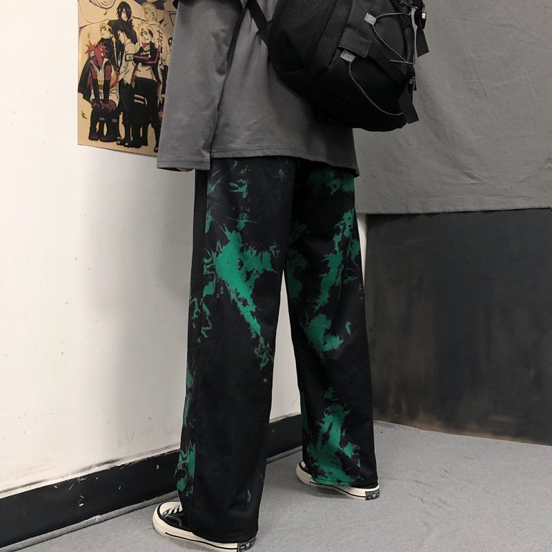 Woherb Tie Dye Print Cargo Loose Jogger Wide Leg Pant Harajuku Streetwear Korean Punk Trouser Woman and Man Hip Hop Track CX220310