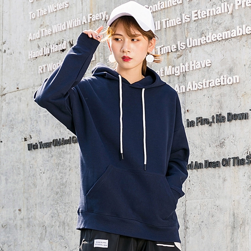 houzhou Cotton Women Hoodies Harajuku Couple Sweatshirts Spring Long Sleeve Sudadera Mujer Casual Pocket Pullover Clothes 201204