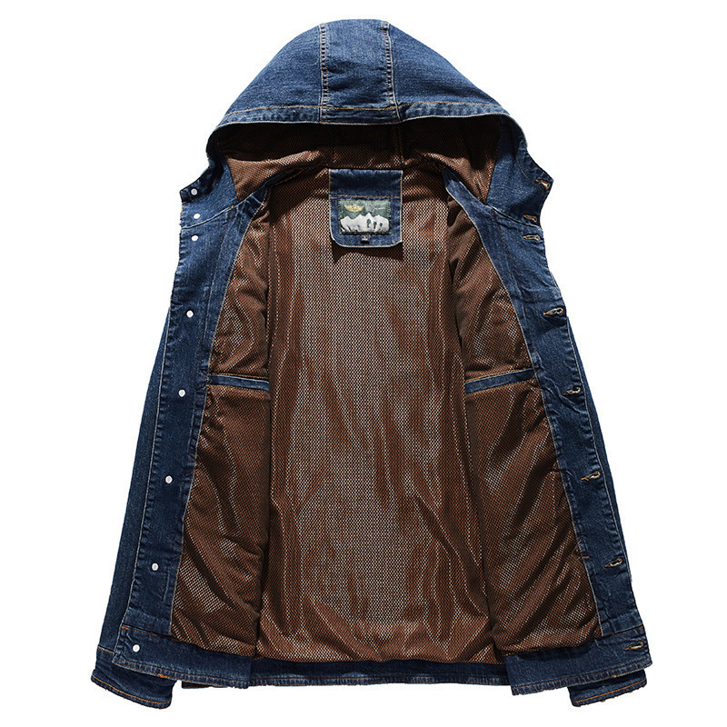 Autumn Jacket Men Military Jeans Jacket Hooded Single Breasted Denim Coat Windbreaker Men Cotton Jacket Chaquetas Hombre M-4XL 201127