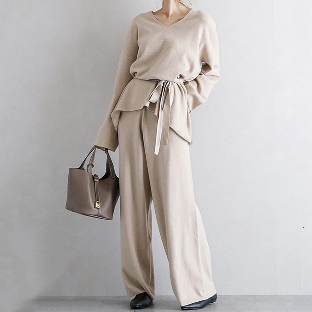 2021 New Women Piece Sets Autumn Winter Pure Simple Loose Korean Ol Knitted Fashion Sweater+pants Suits ZPGJ, Brown
2021 New Women Piece Sets Autumn Winter Pure Simple Loose Korean Ol Knitted Fashion Sweater+pants Suits ZPGJ, Brown