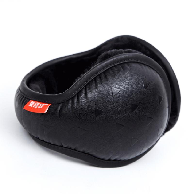 Ear Muffs Winter Earmuffs For Men Foldable Warmers British Style Plaid Plush Muff Adjustable PU Leather Earcap Back Wear Cover1