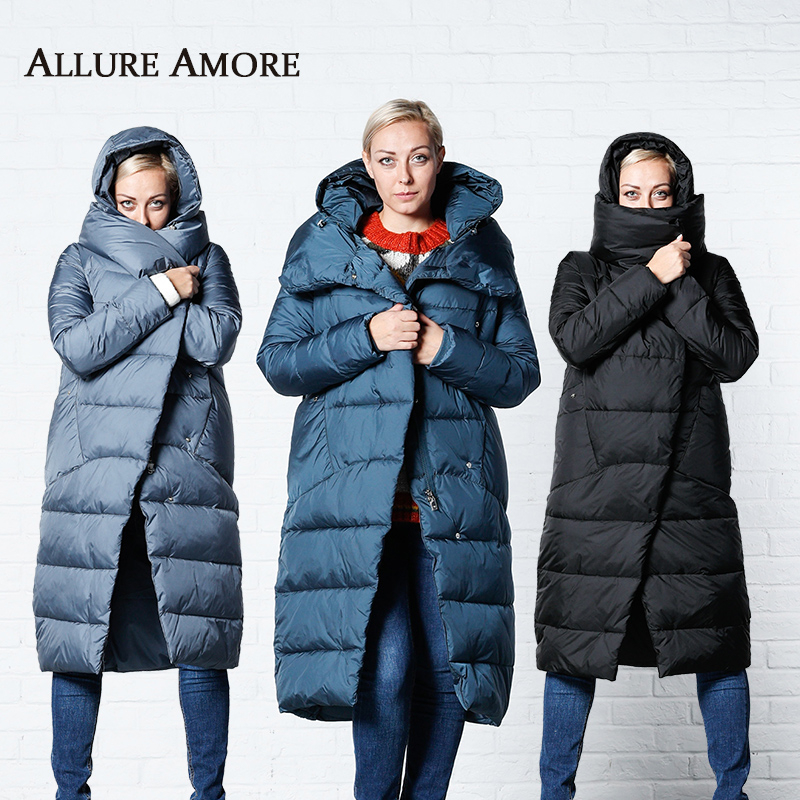 Winter Jackets Women Coats Windproof High Collar Women's Parka Female Long Jacket Removable Hooded Woman Coat Puffer AllureAmore T200319