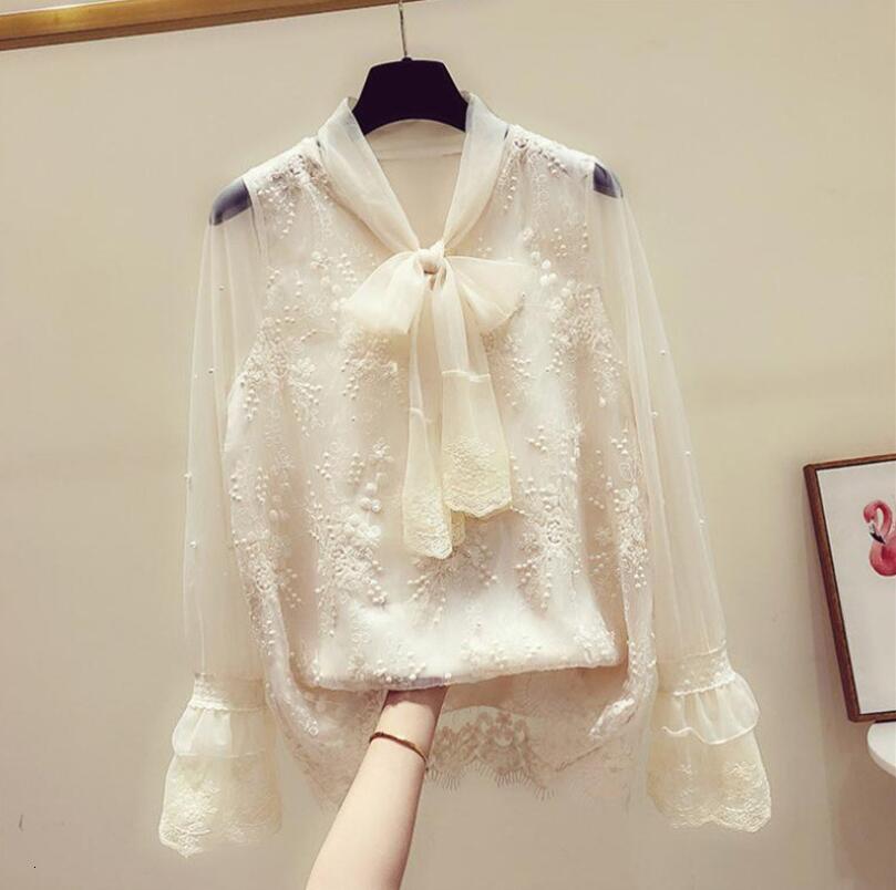 2021 Female Lace Blouse Spring Summer Bow New White Shirt Loose High Quality Elegant Mangoes Daily Extension Office Tops P638 B257 
2021 Female Lace Blouse Spring Summer Bow New White Shirt Loose High Quality Elegant Mangoes Daily Extension Office Tops P638 B257