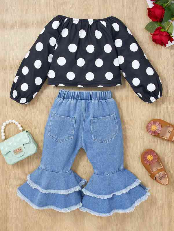 Baby Dot Bardot Top & Flare Jeans SHE
