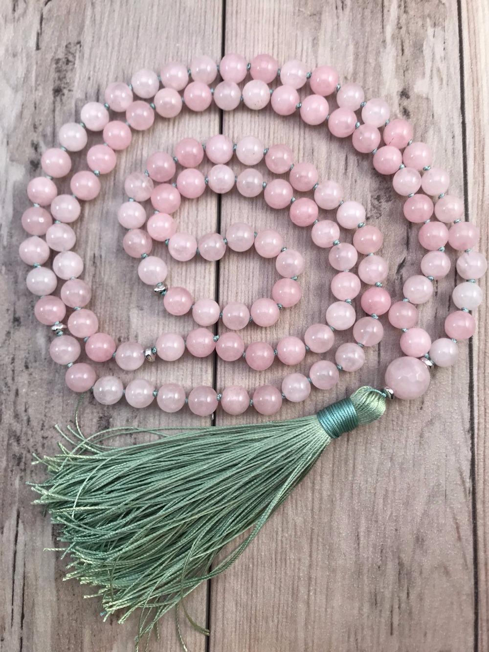108 Mala Bead Necklace RoseQuartz Knotted Necklace Yoga Mala meditation Beads Mens Jewelry Prayer Necklaces Tassel Necklaces 201014