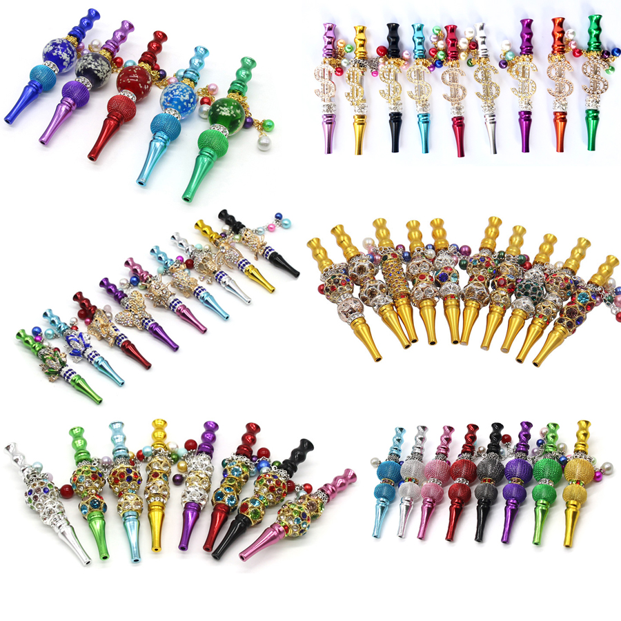 

Wholesale Smoking Accessories Shisha Mouth Tips Handmade Inlaid Jewelry ball Alloy blunt holders Mouthpieces Bling hookah tip