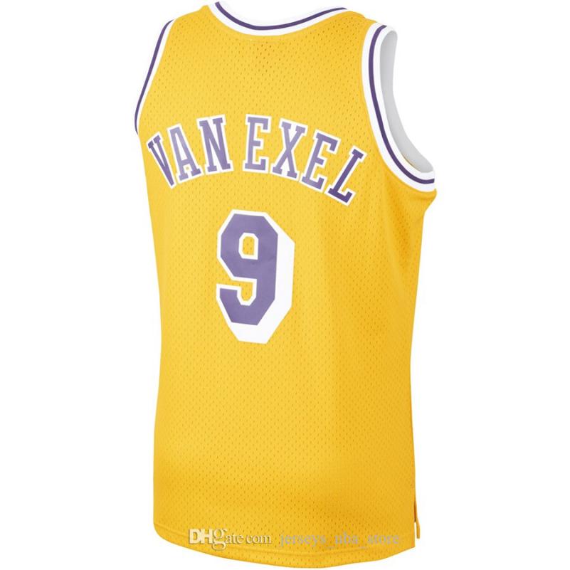 Men Los Angeles 9 Nick Van Exel Mitchell & Ness Gold 1996-97 Hardwoods Classics Player Jersey basketball shirts, Black;red 
Men Los Angeles 9 Nick Van Exel Mitchell & Ness Gold 1996-97 Hardwoods Classics Player Jersey basketball shirts, Black;red