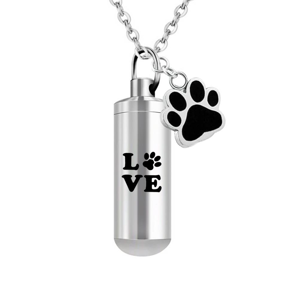 Ashes For Love Pet Paws Print Stainless Steel Keepsake Pendant Cylinder Ashes Cremation Urn Jewelry Necklace
Ashes For Love Pet Paws Print Stainless Steel Keepsake Pendant Cylinder Ashes Cremation Urn Jewelry Necklace