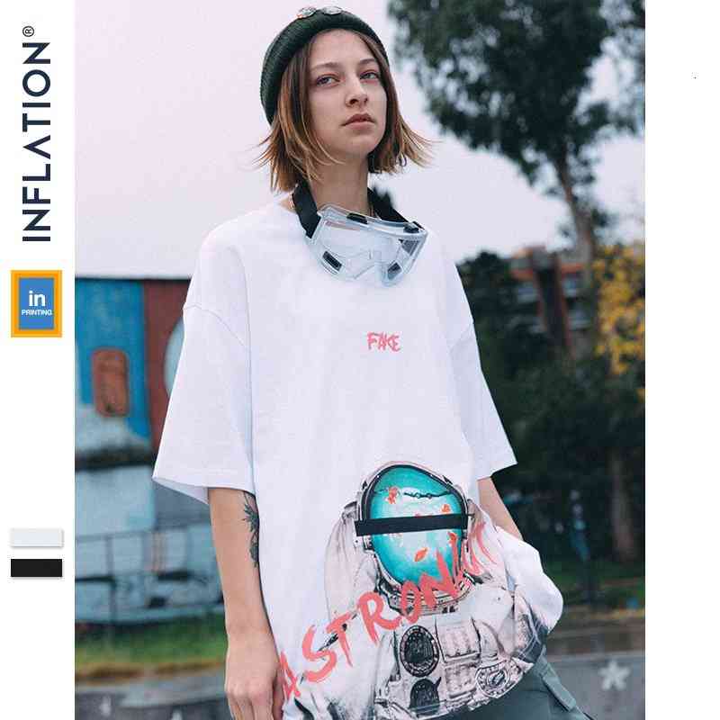 Men' T-Shirts INF Korean sports t-shirt couple loose space astronauts letter printing round neck hem irregular Summer lovers clothing TGGS, White 
Men' T-Shirts INF Korean sports t-shirt couple loose space astronauts letter printing round neck hem irregular Summer lovers clothing TGGS, White