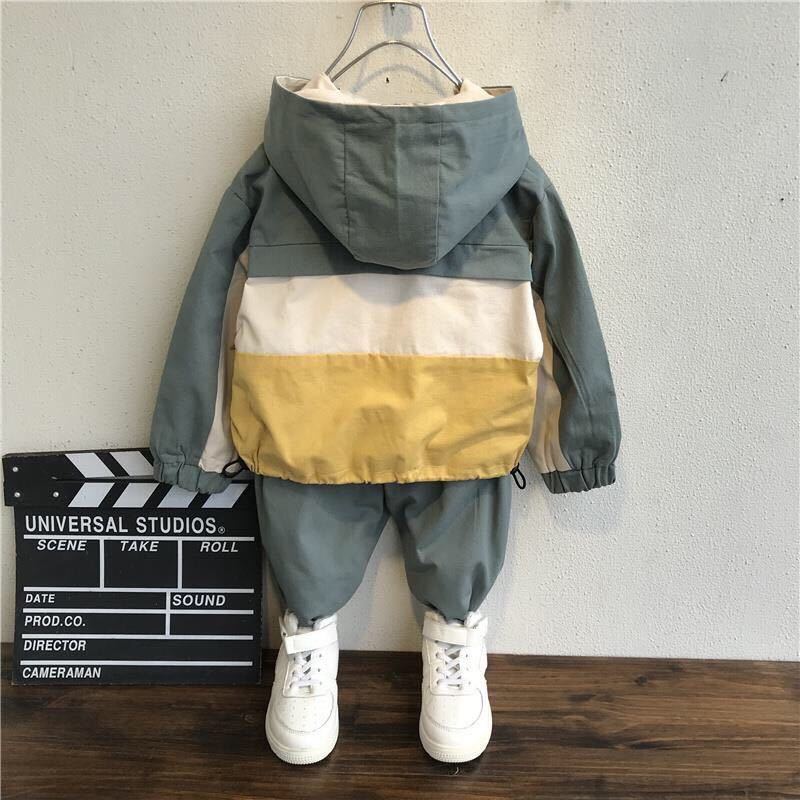 kids clothes sets New Fashion baby Patchwork Unisex Kids Brand Sport Suits Hoodies Top +Pants 2pcs suit 2 3 4 5 7 8 9 yearsX1019