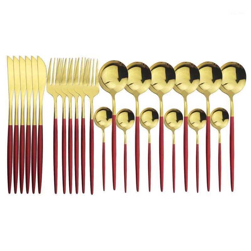 Kitchen Dinnerware Set 24Pcs Red Gold Cutlery Set Shiny Colorful Flatware 18/10 Stainless Steel Silverware Gold Tableware1
Kitchen Dinnerware Set 24Pcs Red Gold Cutlery Set Shiny Colorful Flatware 18/10 Stainless Steel Silverware Gold Tableware1