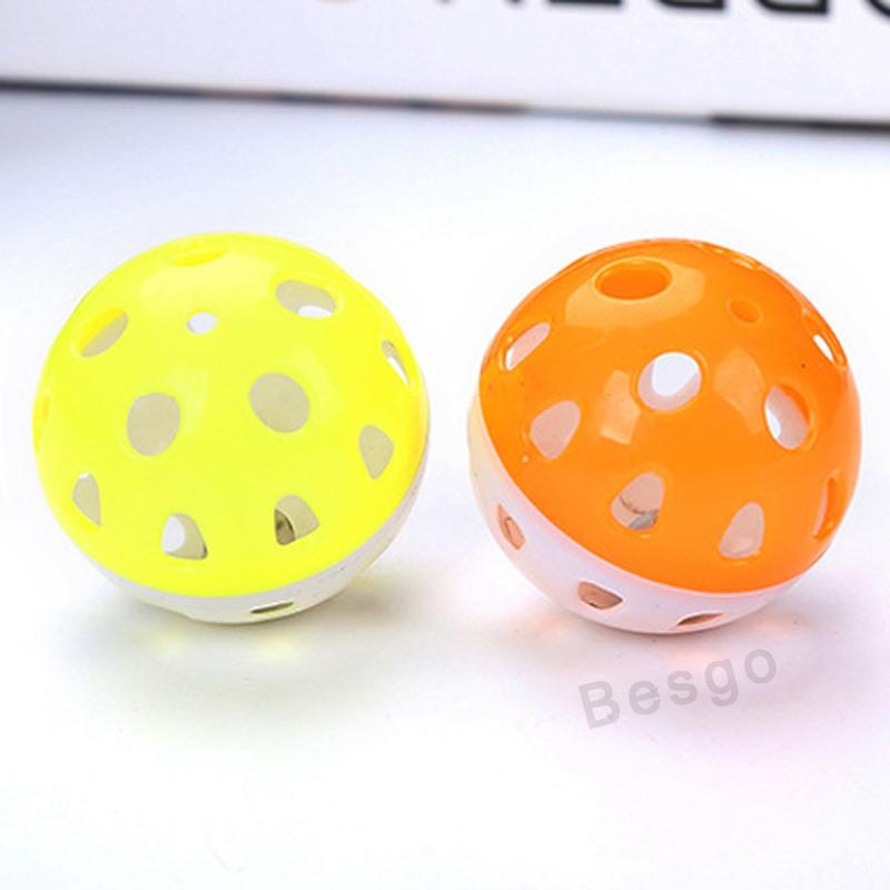 Pet Toys Hollow Plastic Ball Pet Cat Ball Toy With Bell Cute Bell Voice Plastic Interactive Ball Tinkle Puppy Playing Toys