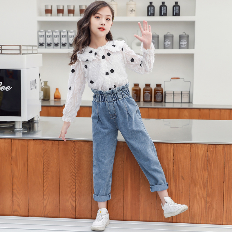 Children Clothing 2020 Autumn Winter Teens Girls Clothes Top+Jeans 2pcs Outfit Kids Suit For Girls Clothing Sets 6 8 10 12 YearsX1019