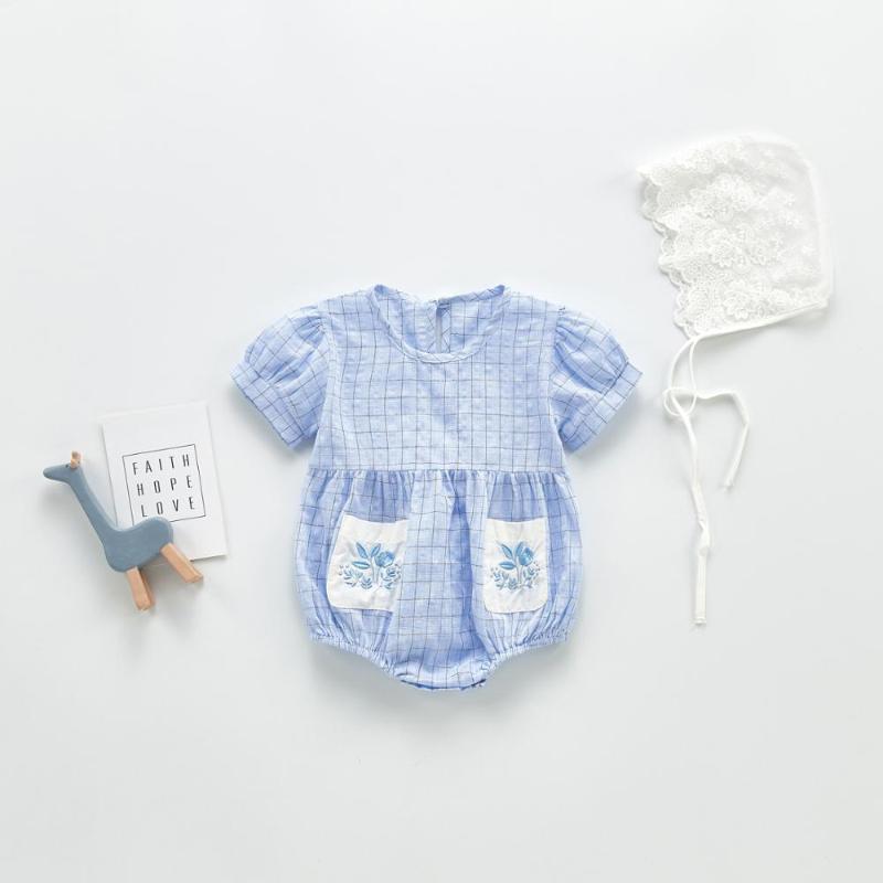 2020 New Wholesale Girls Plaid Romper Short Sleeve Cotton Summer Kids Girls Jumpsuit 0-3t1, Without hat
2020 New Wholesale Girls Plaid Romper Short Sleeve Cotton Summer Kids Girls Jumpsuit 0-3t1, Without hat