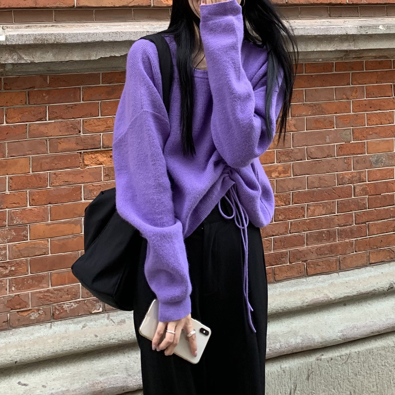 New Korean-style 2021 Loose-style Short-knit Female Around Neck Street Wear Sweater Gmbh ODW9, Black